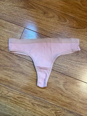 Ribbed Light Pink Thong Panty
